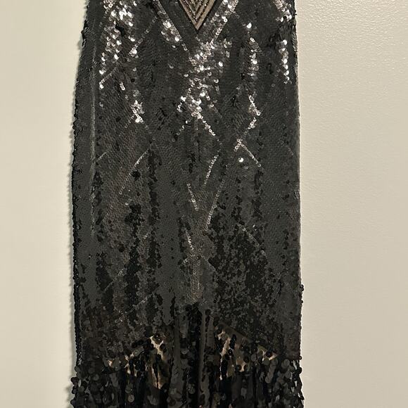 Mandalay 4 Dress Spaghetti Strap Sequin Sheer Hi Lo Cocktail Black NWT VTG - Picture 5 of 12